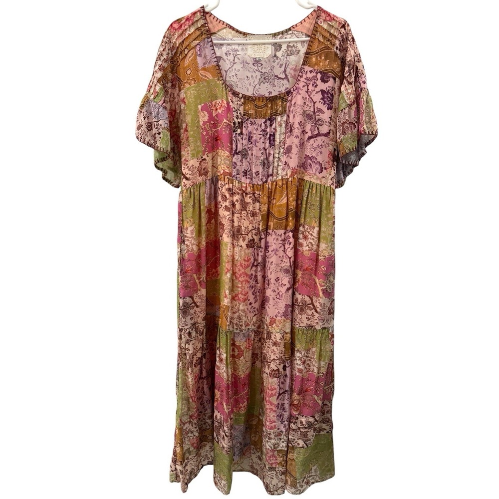 Johnny Was Macy Silk-Blend Midi Dress‎ Women's XS